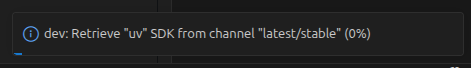 A progress notification for the dev workshop during a refresh